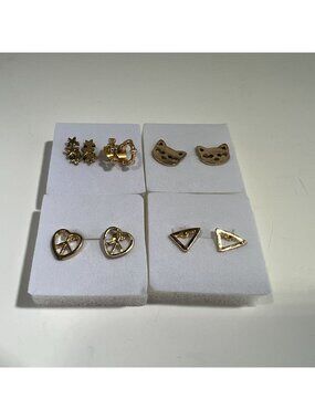 Gold-Plated Assorted Stud Earrings Set Of 6 Designs
